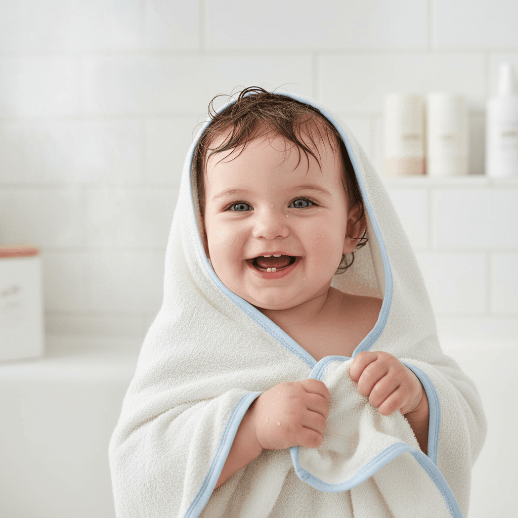 Unisex Yenidoğan Bebek Kapüşonlu Ahtapot Nakışlı Havlu
