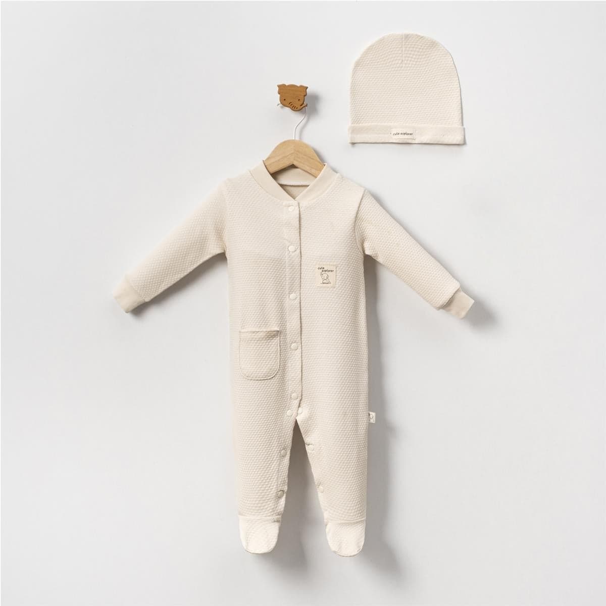 Unisex Bebek Şapkalı Tulum