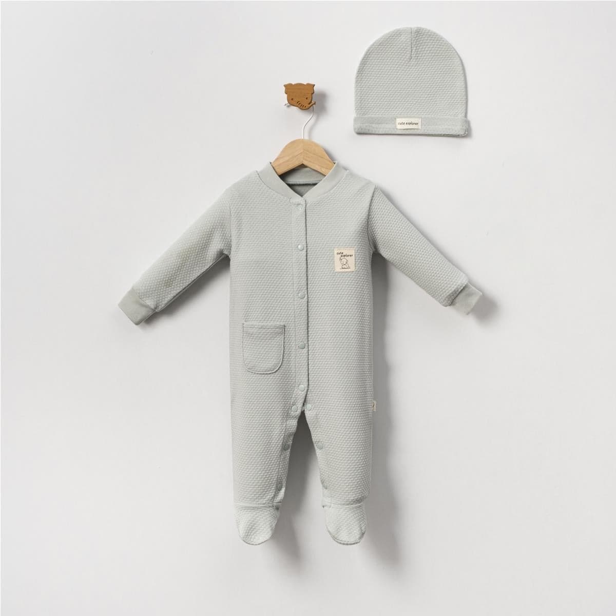 Unisex Bebek Şapkalı Tulum