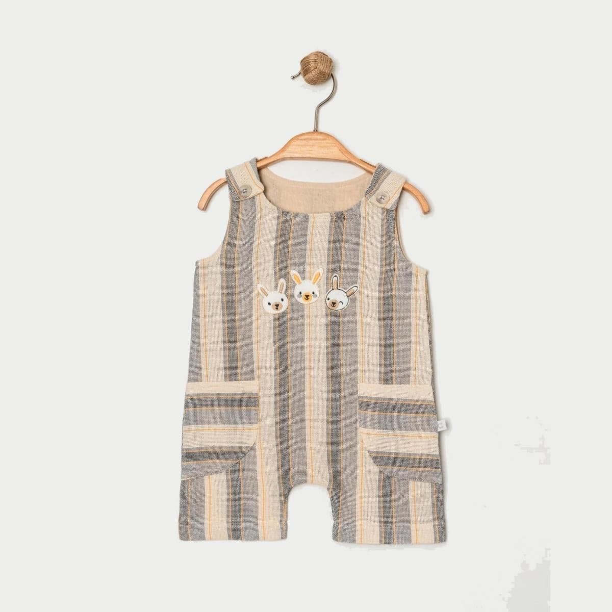 Unisex Bebek Askılı Nakış İşlemeli Sıfır Kollu Şort Tulum
