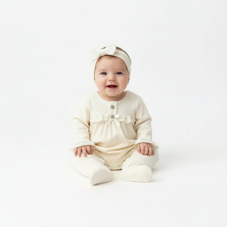 Kız Bebek Organik Pamuklu Uzun Kollu İşlemeli 5'li Set