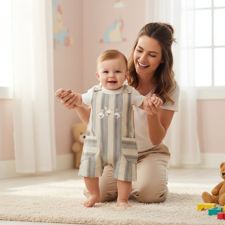 Unisex Bebek Askılı Nakış İşlemeli Sıfır Kollu Şort Tulum