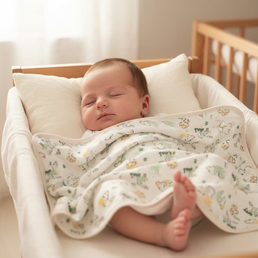 Unisex Yenidoğan Bebek %100 Organik Pamuk Safari Temalı Battaniye