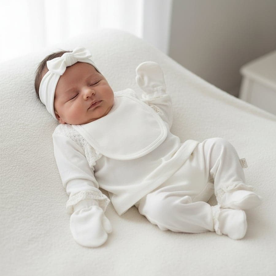 Kız Bebek Organik Pamuklu Uzun Kollu İşlemeli 5'li Set