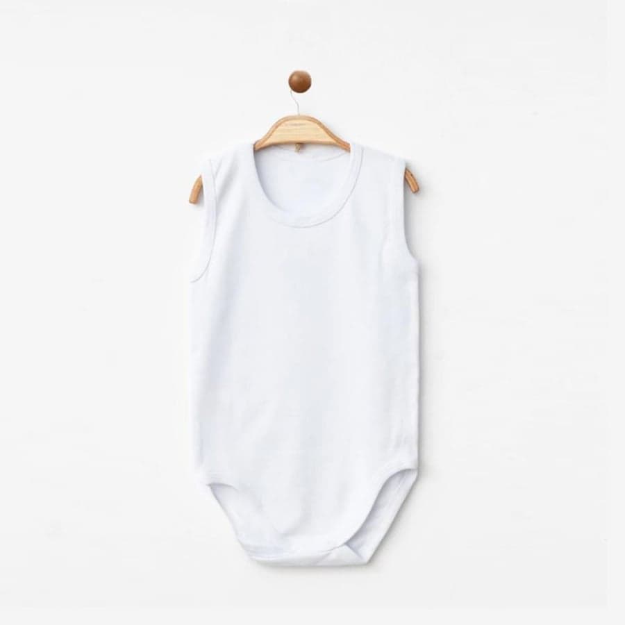 Unisex Bebek %100 Organik Pamuklu Kolsuz Çıtçıtlı Zıbın